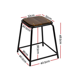 Artiss Set of 4 Pine Wood Bar Stools - Black and Brown