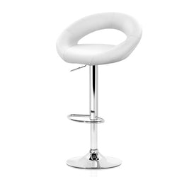 Artiss Set of 2 PU Leather Gas Lift Bar Stools - Chrome and White