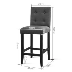 Artiss Set of 2 Provincial Style Bar Stools - Charcoal