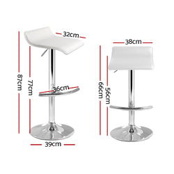 Artiss 4x Bar Stools Adjustable Gas Lift Chairs White