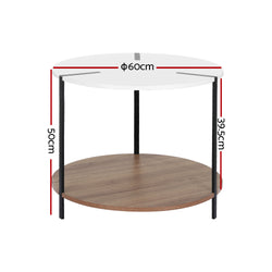 Artiss Coffee Table Side Table Round White Cedric