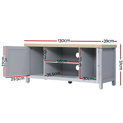 Artiss TV Cabinet Entertainment Unit Stand French Provincial Storage Shelf Wooden 130cm Grey