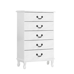 Artiss 5 Chest of Drawers - KUBI White