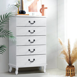 Artiss 5 Chest of Drawers - KUBI White