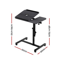 Artiss Laptop Desk Table Fan Cooling Black 60CM