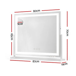 80x65cm Embellir Makeup Mirror Hollywood Vanity with LED Light White Frame