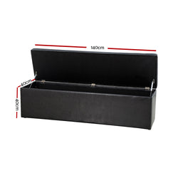 Artiss Storage Ottoman Blanket Box 140cm Leather Black