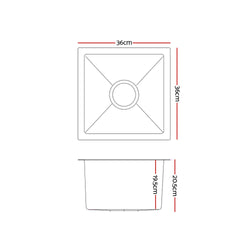 Cefito Kitchen Sink 36X36CM Stainless Steel Nano Basin Single Bowl Silver