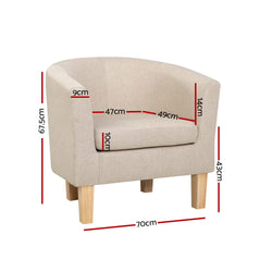 Artiss Armchair Tub Chair Beige Abby