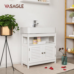 VASAGLE Under Sink Cabinet with 2 Doors Open Compartment White BBC02WT