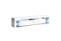 Artiss TV Cabinet Entertainment Unit Stand RGB LED Gloss Furniture 2 Drawers 200cm White
