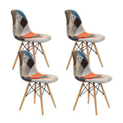 Artiss Set of 4 Retro Beech Fabric Dining Chair - Multi Colour