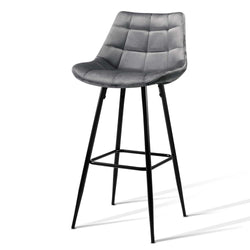 Artiss 2x Bar Stools Velvet Chairs Grey