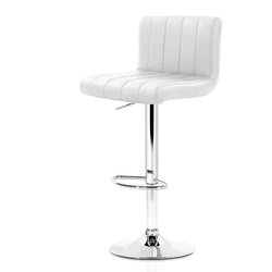 Artiss Set of 2 Line Style PU Leather Bar Stools - White