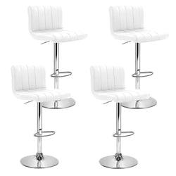 Artiss Set of 4 Line Style PU Leather Bar Stools - White