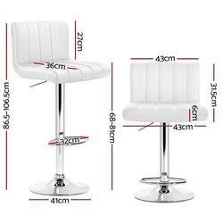 Artiss Set of 4 Line Style PU Leather Bar Stools - White