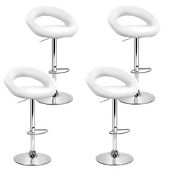 Artiss Set of 4 Bar Stools PU Leather Circular Style - White