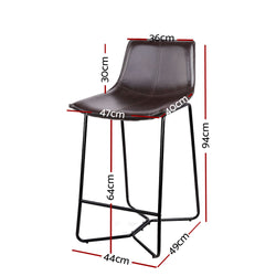 Artiss Set of 4 PU Leather Metal Bar Stools - Brown and Black