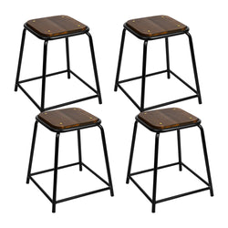 Artiss Set of 4 Pine Wood Bar Stools - Black and Brown