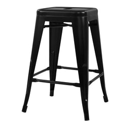 Artiss Set of 4 Metal Backless Bar Stools - Glossy Black