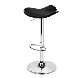 Artiss 2x Gas Lift Bar Stools Swivel Chairs Leather Chrome Black