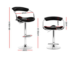 Artiss Set of 2 PU Leather Bar Stools ADE Kitchen Chairs Swivel Bar Stool Black Gas Lift