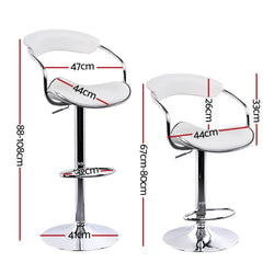 Artiss set of 4 PU Leather Bar Stools ADE Kitchen Chairs Swivel Bar Stool White Gas Lift