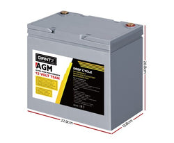Giantz AGM Deep Cycle Battery 12V 75Ah Box Portable Solar Caravan Camping