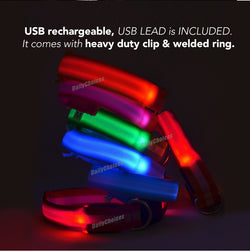 USB Rechargeable LED Dog Collar Nylon Glow Flashing Light Up Safety Pet Collars