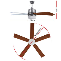 52'' Ceiling Fan w/Light Wall Control 2-sided Blades