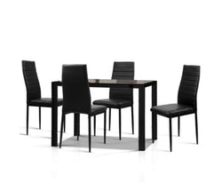 Artiss Astra 5-Piece Dining Table and Chairs Sets - Black