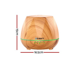Devanti Ultrasonic Aroma Aromatherapy Diffuser Oil Electric LED Air Humidifier 400ml Light Wood