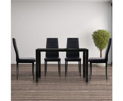 Artiss Astra 5-Piece Dining Table and Chairs Sets - Black
