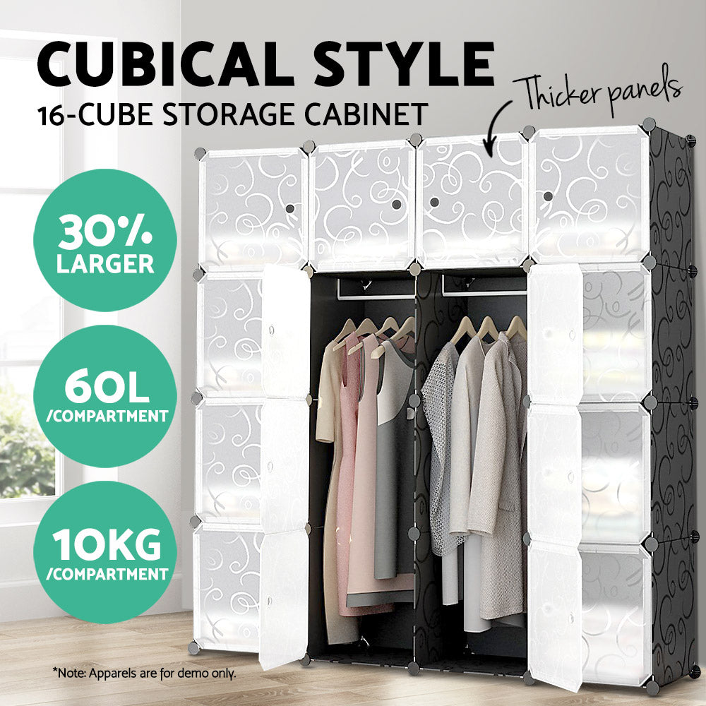 16 Cube Portable Storage Cabinet Wardrobe - Black & White - The Little ...