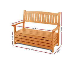 Gardeon Outdoor Storage Bench Box Wooden Garden Chair 2 Seat Timber Furniture