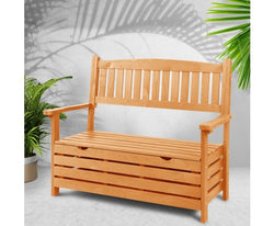 Gardeon Outdoor Storage Bench Box Wooden Garden Chair 2 Seat Timber Furniture