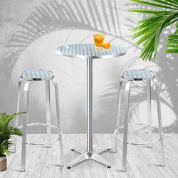 Gardeon 3-Piece Outdoor Bar Set Bistro Table Stools Adjustable Round Cafe
