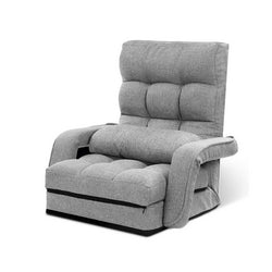 Artiss Lounge Sofa Armchair Floor Recliner Chaise Linen Light Grey