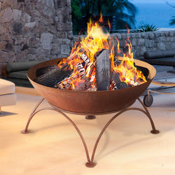 Grillz Rustic Fire Pit Brazier Portable Charcoal Iron Bowl Outdoor Wood Burner 70CM