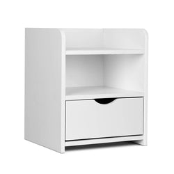 Artiss Bedside Table 1 Drawer with Shelf - FARA White