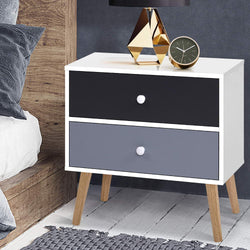 Artiss Bedside Table 2 Drawers - BONDS White