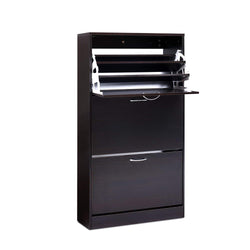 Artiss Shoe Cabinet Shoes Organiser Storage Rack 36 Pairs Shelf Cupboard Walnut