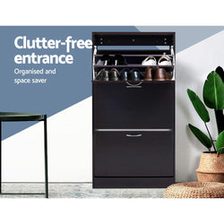 Artiss Shoe Cabinet Shoes Organiser Storage Rack 36 Pairs Shelf Cupboard Walnut