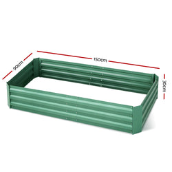 Greenfingers Garden Bed 150cm x 90cm 2x Galvanised Steel Raised Green Planter
