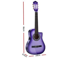 Alpha 34 Inch Classical Guitar Wooden Body Nylon String Beginner Kids Gift Purple