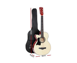 Alpha 38 Inch Acoustic Guitar Wooden Body Steel String Full Size Left Handed