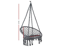 Gardeon Hammock Chair Outdoor Hanging Macrame Cotton Indoor Grey