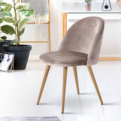 Artiss Set of Two Velvet Modern Dining Chair - Light Grey