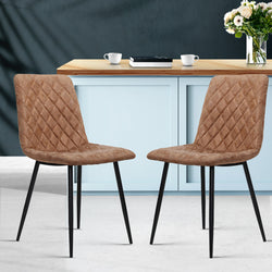 Artiss Set of 2 Dining Chairs Replica Kitchen Chair PU Leather Padded Retro Iron Legs