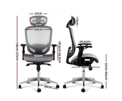 Artiss Office Chair Gaming Chair Computer Chairs Mesh Net Seating Grey